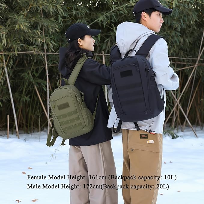 ArcEnCiel 10L/20L Mini X-Small Tactical Backpack MOLLE Daypack Gear Pack Camping Bag with Patch