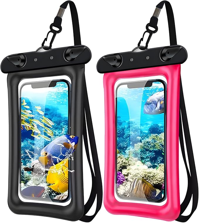 2 Pack Waterproof Floating Phone Pouch IPX8 Floatable Waterproof Phone Case with Lanyard Strap Universal Dry Bags Underwater Case Wallet for iPhone 15,14,13,12Pro Max Samsung,Up to 7.2" for Swimming