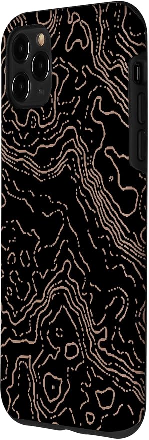 Topography Black & Brown Abstract Pattern Topographic Map Case for iPhone 11 Pro Max