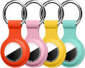 Linsaner [4 Pack] Holder for AirTag 2nd Gen (2026) & 1st Gen, Silicone Case Keychain Key Ring, Protective Cover for Apple for Air Tags, GPS Finder Accessories, Orange/Pink/Yellow/Mint Green