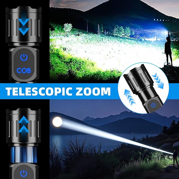 Rechargeable LED Flashlight, Super Bright 99000 High Lumens Flash Light, 9 Modes Zoomable Flashlight with LCD Display, Waterproof Tactical Flashlights for Camping, Home Emergency