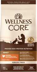 Wellness CORE Adult Dry Cat Food, Natural, Grain Free Kibble, Turkey and Chicken Recipe, 5 lb Bag
