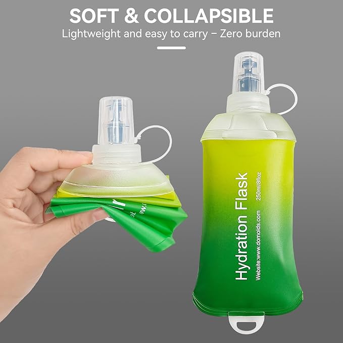 500ml Soft Flask Soft Water Bottle for Running, Hiking, Travelling, Cycling and Climbing - TPU Material - Gradient Green