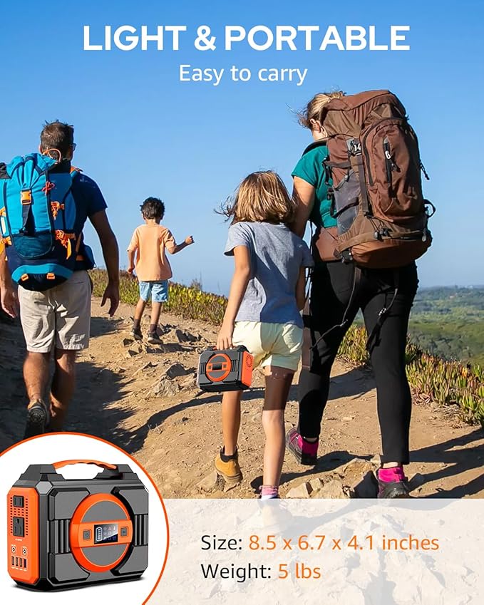 Portable Power Station 300W, Outdoor Solar Generator Backup Battery Pack 220Wh/60000mAh, Portable Laptop Charger with 110V AC Outlet for Home Use, Emergency Outage, Camping Travel, RV Trip