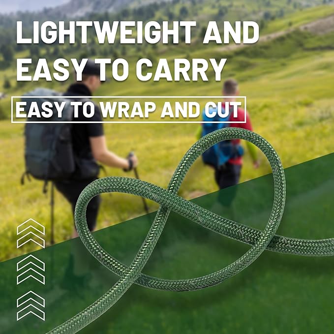 SDHUATUO Paracord Rope 100FT, 550lb Type III Nylon Parachute Cord 7-Strand Core with Reflective Strips, Utility String for Survival, Camping Gear, Hiking, DIY, Crafting, Outdoor, ArmyGreen