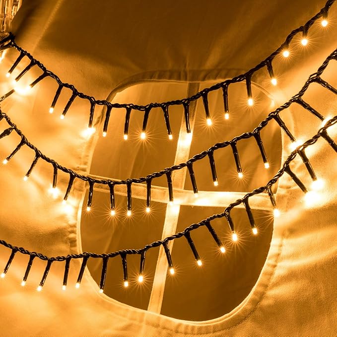 AWQ 500 LED 49ft Christmas Cluster Lights String Lights Decoration for Home Garden Wedding Party Xmas Tree Bedroom Indoor Outdoor Decor (Warm White)