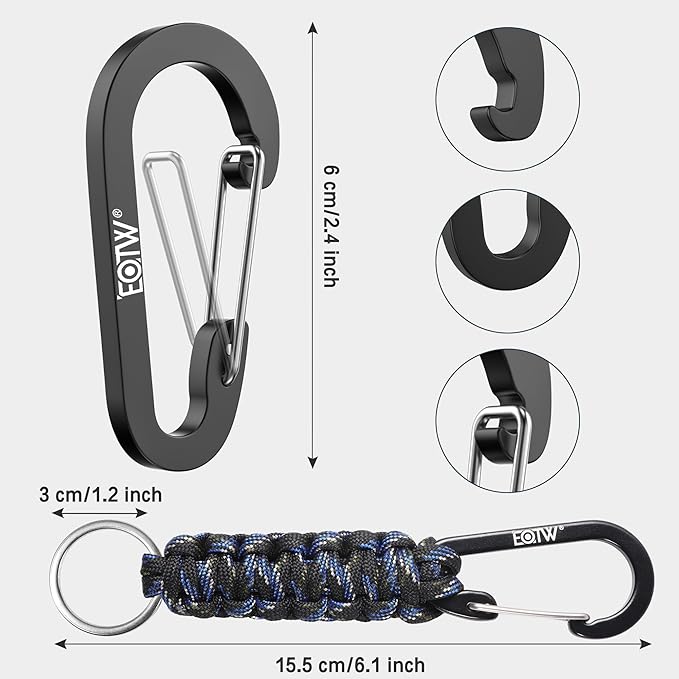 EOTW Paracord Keychain for Men Women Paracord Carabiner Backpack Keychain with Aluminum Clip for Camping Hiking Outdoor Gear