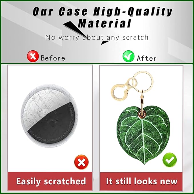 Leather Keychain Holder Case Compatible with AirTag,Cute air tag Cover with Keychain Ring,GPS Tracker Case for Keys