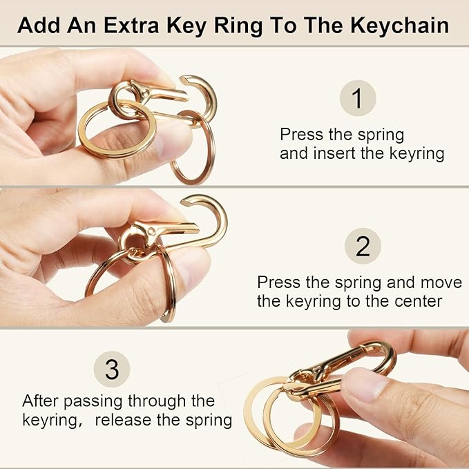 2pcs Metal Keychain Rings, Sturdy Key Chain Ring Carabiner Clip, Key Holder Organizer for Purse Charms Hook, Paracord Keychain Lanyard, Men and Women Home Car Keyrings (Black)