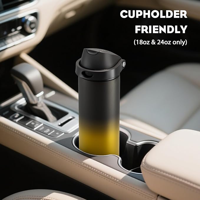 POWCAN 40 oz Insulated Water Bottle: 2-in-1 Push-Button Spout & Quick-Flip Straw Lid, Leakproof, Keep Cold 24Hrs, BPA-Free, Stainless Steel Water Bottle for Sports, School, Travel, Gym, Gift (King)