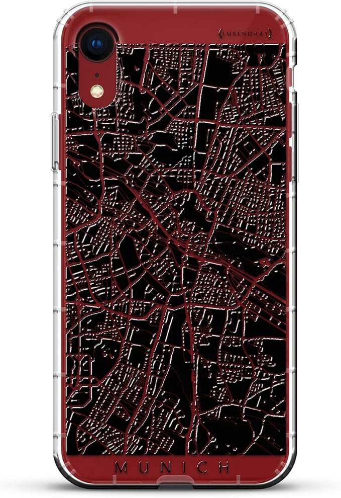 Munich Streets Map | Luxendary Air Series Clear Silicone Case with 3D printed design and Air-Pocket Cushion Bumper for iPhone XR (new 2018/2019 model with 6.1" screen)
