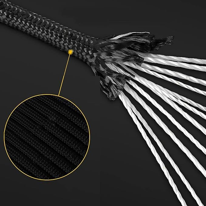 MOOCY Paracord 550,5/32 in x 164 ft (4mm x 50m),7 Inner Strands/Parachute Cord,Nylon Type III Paracord,Ideal Nylon String for Survival & Camping Gear,Purple Black