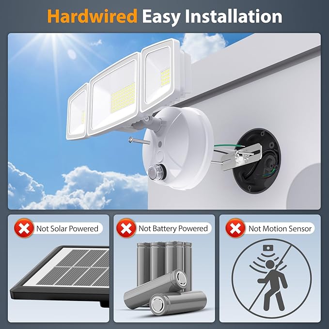 Onforu 70W LED Dusk to Dawn Flood Lights, 7000LM White Exterior Security Outdoor Lighting,IP65 Waterproof Outdoor 3 Adjustable Heads Photocell Light Fixture,6500K Floodlight for Garage,Patio,Yard