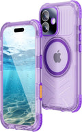WIFORT for iPhone 17 Waterproof Case, [Fit for Magsafe] with Sapphire Lens & Screen Protector, IP68 Full Body 15FT Military Shockproof, Magnetic Frosted Phone Cover with Lanyard, 6.3" Purple