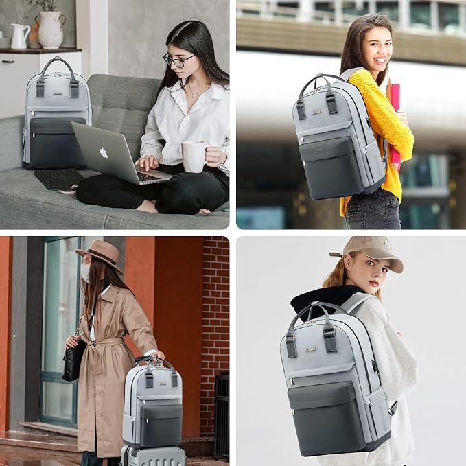 LOVEVOOK Laptop Backpack for Women Men, 17.3 Inch Laptop Bag with USB Port Fashion Waterproof Backpacks Teacher Nurse Stylish Travel Bags Vintage Daypacks Bookbag for College School Work