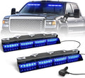 HLauto 6Z4J Emergency Dash Strobe Lights: 2x16.8 inch Blue Safety Lights, 48 LED Flashing Warning Hazard Interior Windshield Visor Traffic Light Bar for Trucks, Construction Vehicles