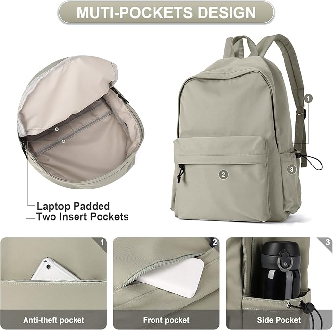 Purple School Backpack for Girls Water Resistant High School Book Bag Simple Backpack for Teens Boys Girls, Lightweight Middle Back Pack Daypack