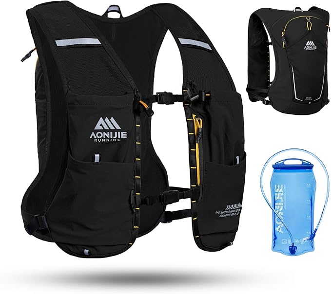 AONIJIE Running Hydration Vest for Men & Women, 8L Hydration Backpack, Multiple Pocket Designs for Water Bottles/Bladders, Lightweight Breathable for Hiking, Climbing, Marathon & Cycling