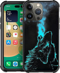 for iPhone 12 Pro Max Case, Blue Breathing Wolf Pattern Graphic Design Girl Boy Soft Silicone Hard Acrylic Shock Protection for iPhone 12 Pro Max
