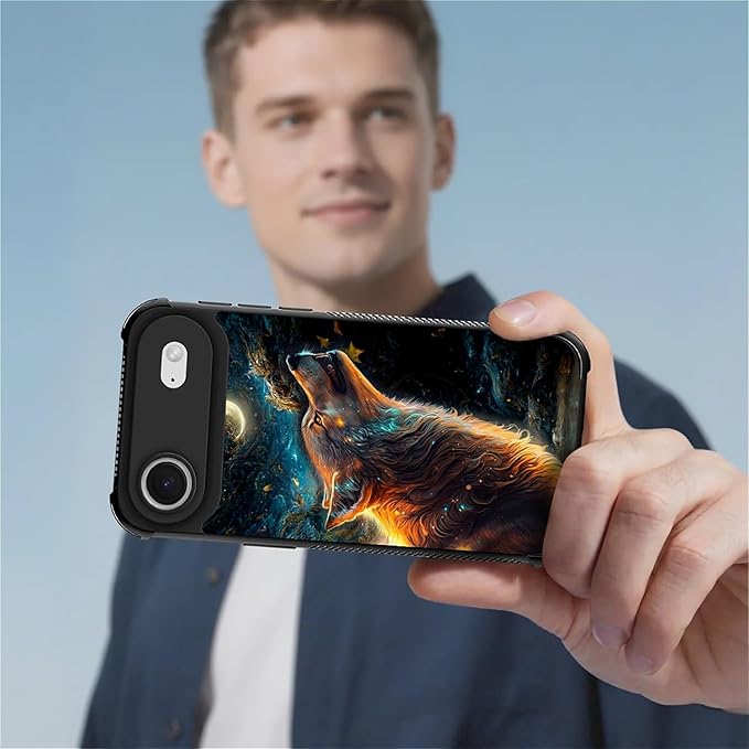 for iPhone 17 Air Case,for MagSafe Graphic Design for Girl Boy Soft Silicone Hard Acrylic Shock Protection Designed for iPhone 17 Air Star Cave Hungry Wolf Pattern