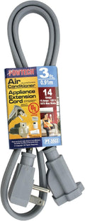 Heavy duty 3 FT Air Conditioner and Major Appliance Extension Cord UL Listed 14 Gauge, 125V, 15 Amps, 1875 Watts GROUNDED 3-PRONGED CORD