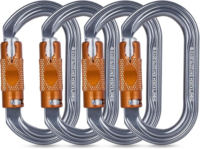 SOB Heavy Duty Steel Carabiner Clips -Auto Locking Climbing Carabiner, Industrial Strength Climbing Hooks for Keychains, Outdoor Gear, Backpacks, Hiking & Camping