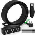 Outdoor Extension Cord 2 Ft with 3 Outlets, 14/3 SJTW 3 Prong Grounded Power Cord, 14 Gauge 14AWG Heavy Duty Power Cable, ETL Listed, 15 Amp 125 V 1875 W-Multiple Outlets for Indoor/Outdoor-Black