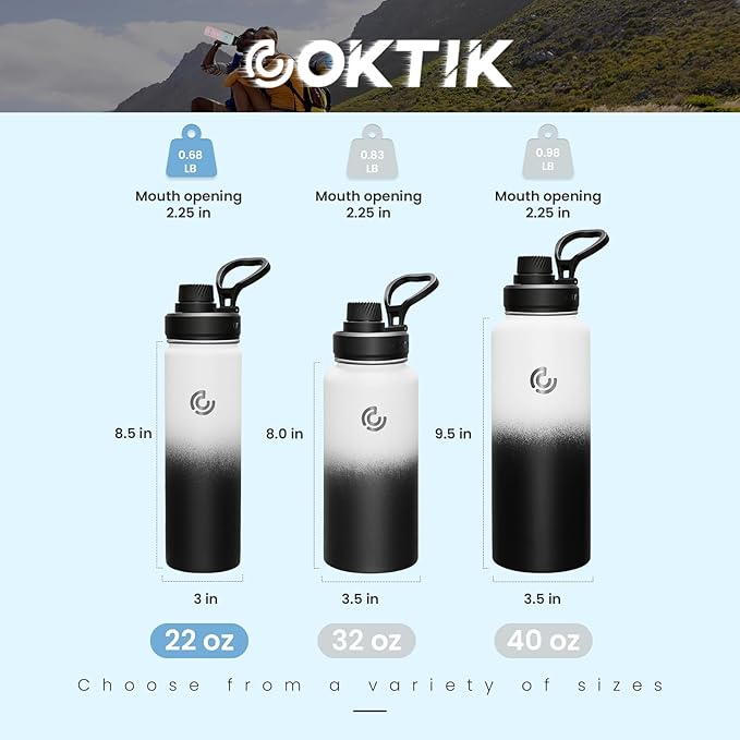 Sports Water Bottle 22oz, Insulated Water Bottle with Handle,Stainless Steel,Simple Modern,Suitable for Travel, School, Boy, Girl(Day & Night)
