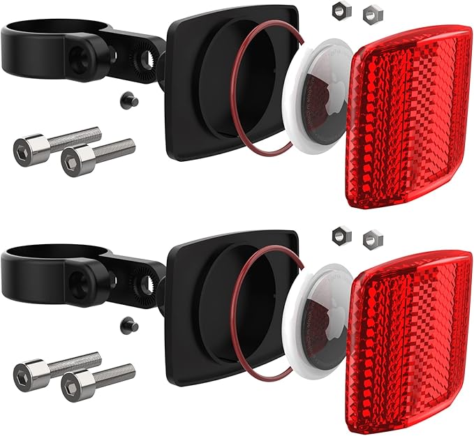 Airtag Bike Mount, Hidden Bike GPS Tracker Case for Apple Airtag, Airtag Bike Seatpost Reflector Mounts, Anti-Theft Airtag Holder for Bike, Electric Bicycle, Scooter (2 Pack)