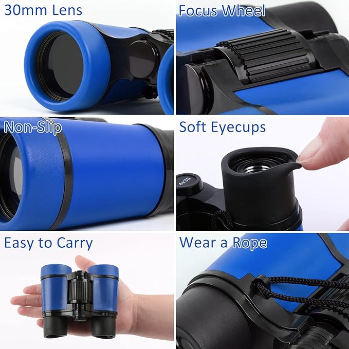 Scotamalone Kids Binoculars Shock Proof Toy Binoculars Set for Age 3-12 Years Old Boys Girls Bird Watching Educational Learning Hunting Hiking Birthday Presents (Pack of 2)