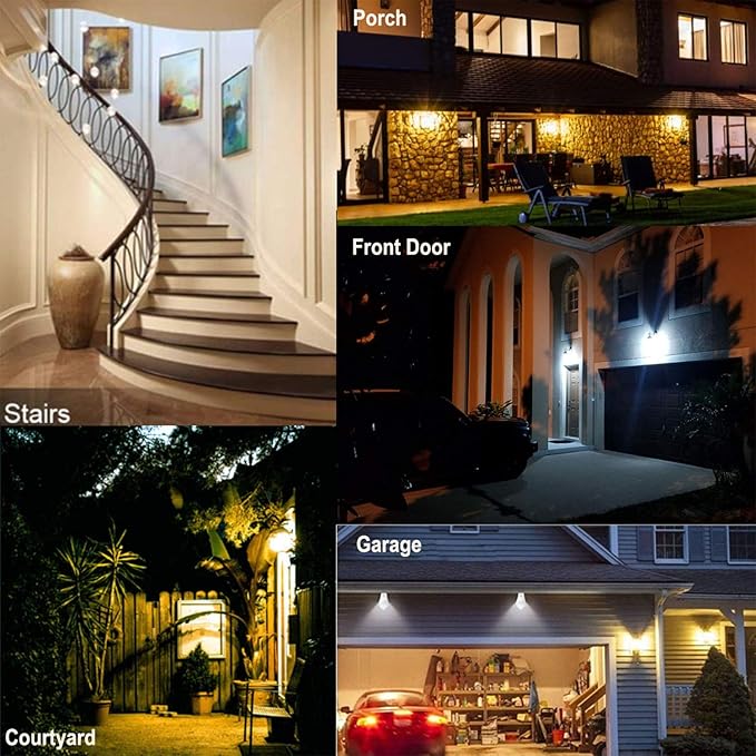 MikeWin Motion Sensor Light Bulbs Outdoor 2 Packs 13W(100W Equivalent) Security LED Bulb, Indoor E26, A19, 5000K Daylight Dusk to Dawn Bulb for Garage Front Door Porch Stairs Hallway