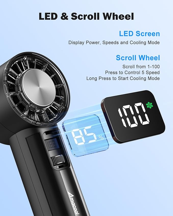 AMACOOL Handheld Fan with Ice Cooler, Mothers Day Gifts for Mom Her Women Girl, Mini Portable Cooling Fan, Small Yet Powerful, Personal Hand Fans for Men Travel Essentials Beach Outdoor Makeup