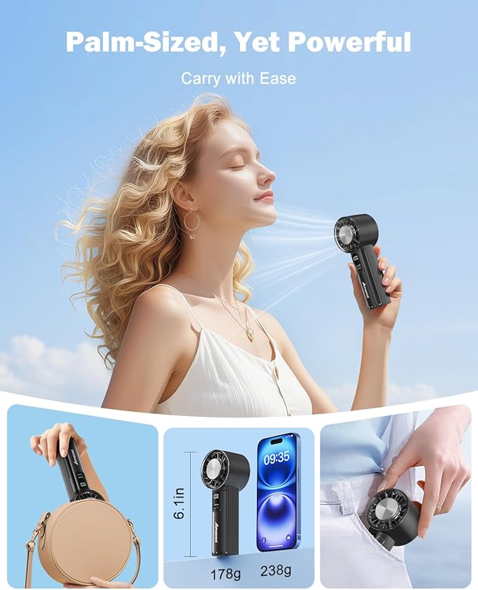 AMACOOL Handheld Fan with Ice Cooler, Mothers Day Gifts for Mom Her Women Girl, Mini Portable Cooling Fan, Small Yet Powerful, Personal Hand Fans for Men Travel Essentials Beach Outdoor Makeup