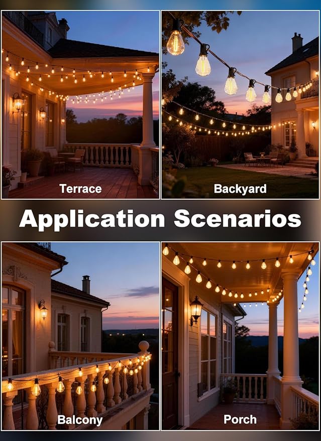 50FT Outdoor String Lights Waterproof, 20+1 Shatterproof S11 LED Bulbs, Extra Long Patio Lights for Outside, Bistro Cafe Decor, Backyard Garden Hanging Lights, Outside Fence Light String