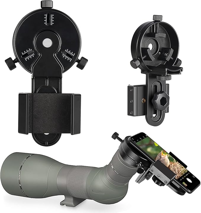 CELTICBIRD - Upgrade Smartphone Scope Adapter Spotting Scope Phone Adapter - Precision Metal Telescope Phone Mount for Spotting Scopes, Binoculars, Monocular, Telescope, Microscope