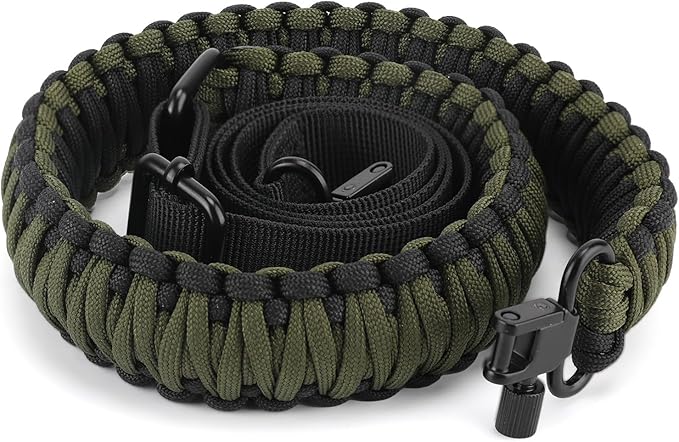 Double Braide 550LB Shotgun Sling 2 Point Paracord Rifle Sling,Non-Slip Traditional Adjustable Gun Sling for Hunting Shooting Camping