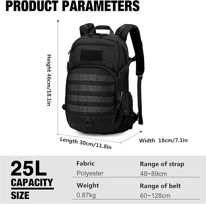 Mardingtop Small Tactical Backpack,Molle Hiking Backpack for Backpacking,Cycling and Biking,15L/25L Backpack