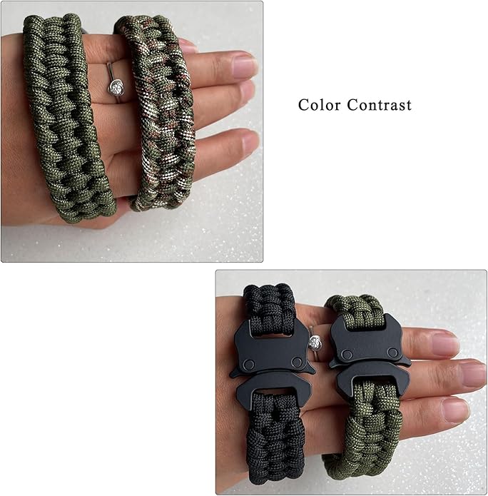 Parachute Cord Bracelets Trilobite Weaved Paracord Bracelet with Side Release Buckle 8.7 inch Black Bracelet for Men Women 1 Set