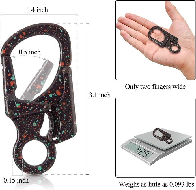 Ahiller Carabiner Clip, Double Anti-Misopening Locking Design, 3" Zinc Alloy Heavy Keychain for Outdoor Camping Hiking, Key Ring Clip