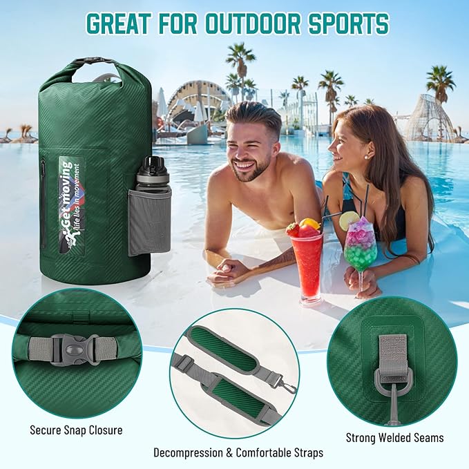 BKNOOU Dry Bag Waterproof Backpack for Women Men, 10L/20L Roll Top Dry Bags for Kayaking Waterproof Bag for Travel, Boating, Beach, Camping, Hiking & Rafting, Dry Storage Bag with Phone Pouch