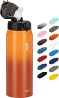 Fanhaw 24 oz Insulated Stainless Steel Water Bottle with Straw Lid, Leakproof & Anti-Dust Sports Bottle for Kids, Women & Men (Yellow Orange)