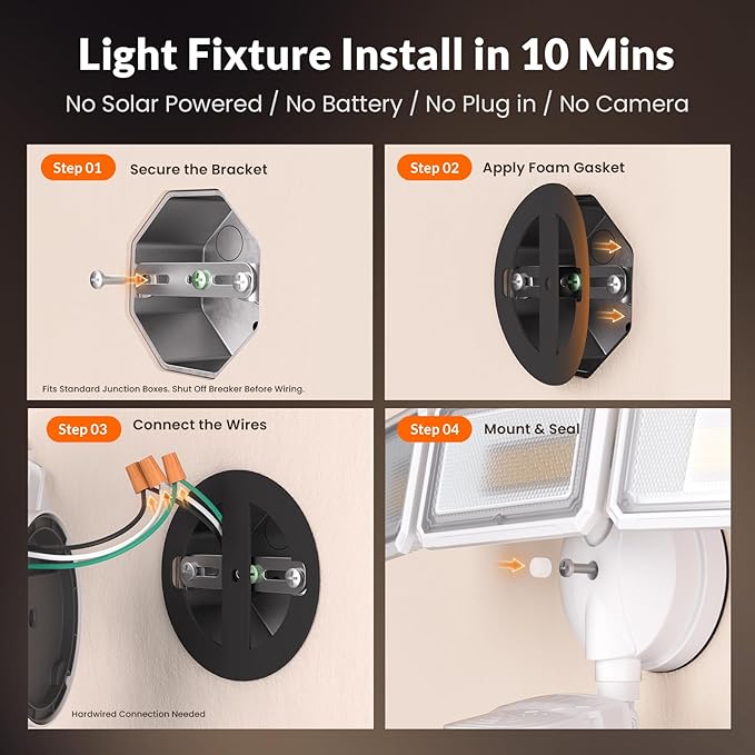 LEPOWER-TEC Zero Blind Spots Outdoor Security Light with 240° & 100ft Dual PIR Motion Sensor, 7000LM Adjustable Flood Light Brightness for Garage Driveway, Dusk to Dawn, IP65, Easy Hardwired Install