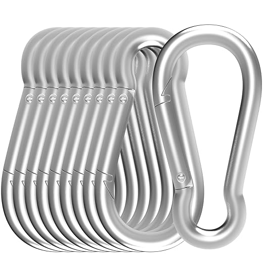 Carabiner, Heavy Duty Galvanized Steel Spring Snap Hook Carabiner Clips with 1350LBS Holding Capacity, Ideal for Outdoor, Hammock, Swing and Travel (M14 5.5Inch, 10PCS)