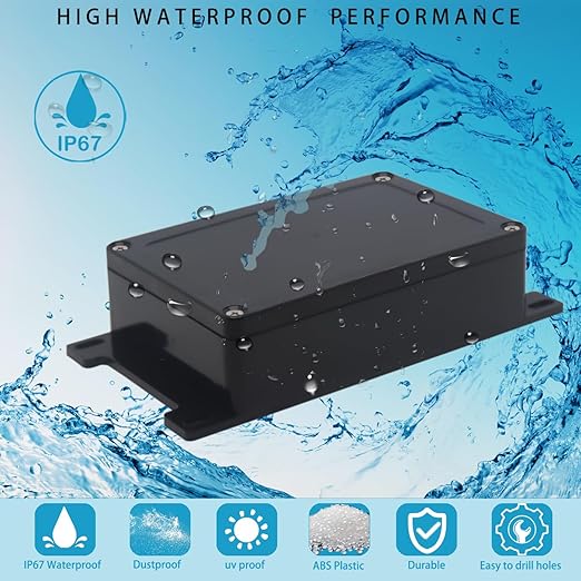 Watertight Junction Box, IP67 Waterproof Project Box Durable ABS Plastic Electronic Enclosure Case for DIY Electrical Project with Wall Fixed Ear 5.91" x 3.94" x 1.73"(150 x 100 x 44 mm) 2Pcs