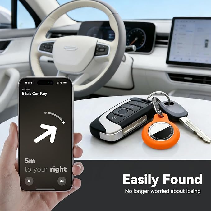 for Apple AirTag 2nd & 1st Gen, Waterproof Case for AirTag Holder Keychain,GPS Tracker Cover for Dog,Car Key,Luggage-C6-Orange