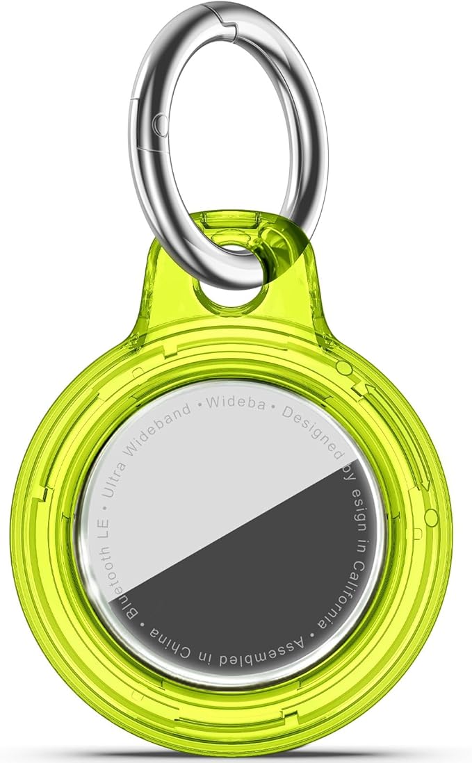 for Apple AirTag 2nd & 1st Gen, Waterproof Case for AirTag Holder Keychain,GPS Tracker Cover for Dog,Car Key,Luggage-E47-Clear Chartreuse