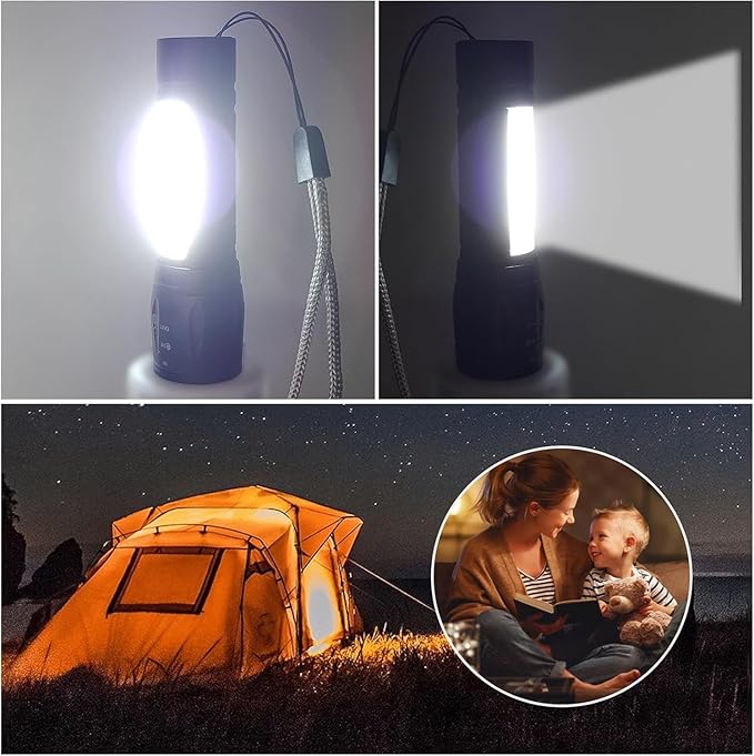 10 Pack LED Rechargeable Flashlight, Super Bright Small Mini Camping Flashlights Zoomable Beam, Convenient USB C Charging for Camping Hiking Outdoor Home Emergency