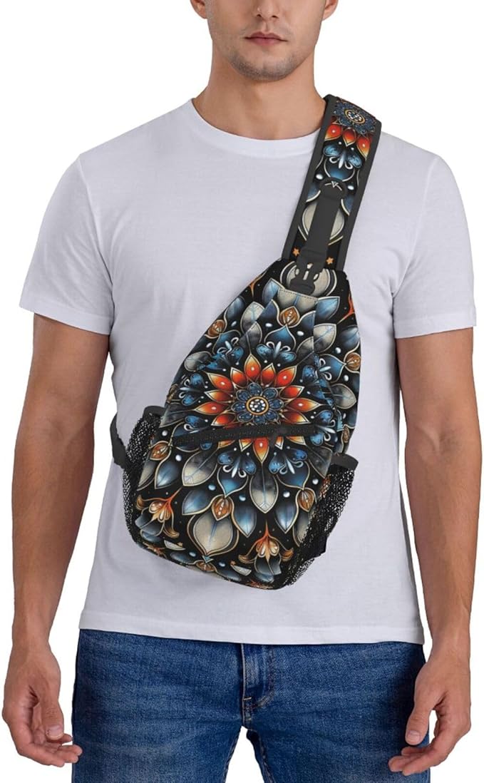 Mandala Sling Bag For Women Men Fashion Backpack Crossbody Mandala Shoulder Bag Sling Backpack Chest Bag Travel Hiking Casual Sport Daypack