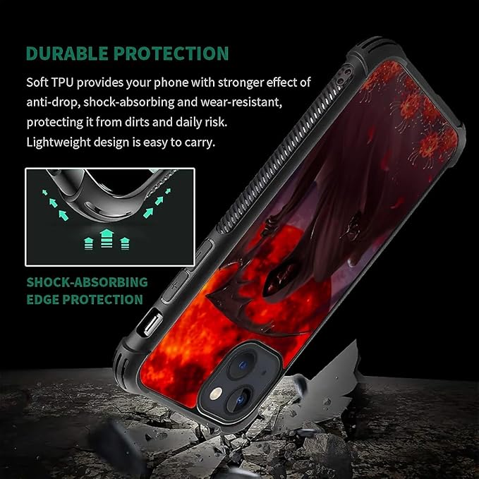 for iPhone 13 Case, Death by The Red Moon Pattern Graphic Design Girl Boy Soft Silicone Hard Acrylic Shock Protection for iPhone 13