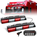 HLauto 604N Emergency Dash Strobe Lights: 2x16.8 inch Red White Security Light w/Take Down, 48 LED Safety Flashing Warning Hazard Interior Windshield Light Bar for Trucks Vehicles